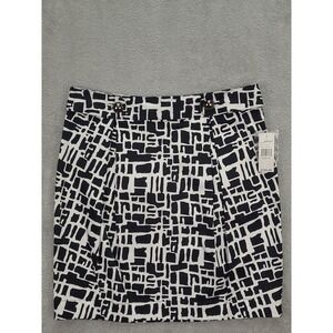 Essentials by‎ ABS Pencil Skirt Black White Geometric Career Wear Size 10
